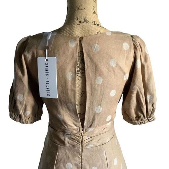 SAINTS + SECRETS Puff Sleeves Flattering Polkadot Mini Dress - Picture 5 of 11